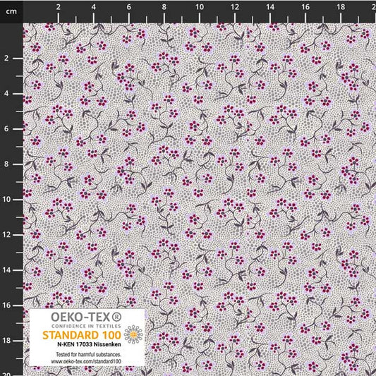 Stof - Filippa's Line 4514-011 Floral Purple Grey 100% Cotton Fabric