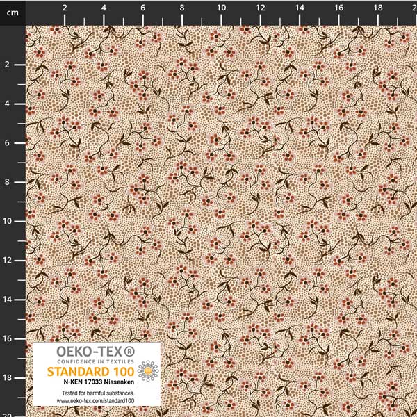 Stof - Filippa's Line 4514-012 Floral Brown 100% Cotton Fabric