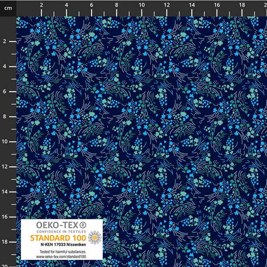 Stof - Filippa's Line 4514-022 Swirl Blue 100% Cotton Fabric
