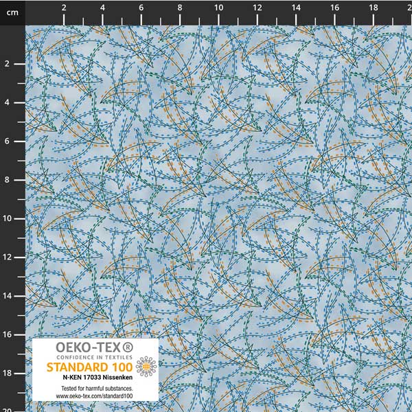 Stof - Filippa's Line 4514-029 Dash Blue 100% Cotton Fabric