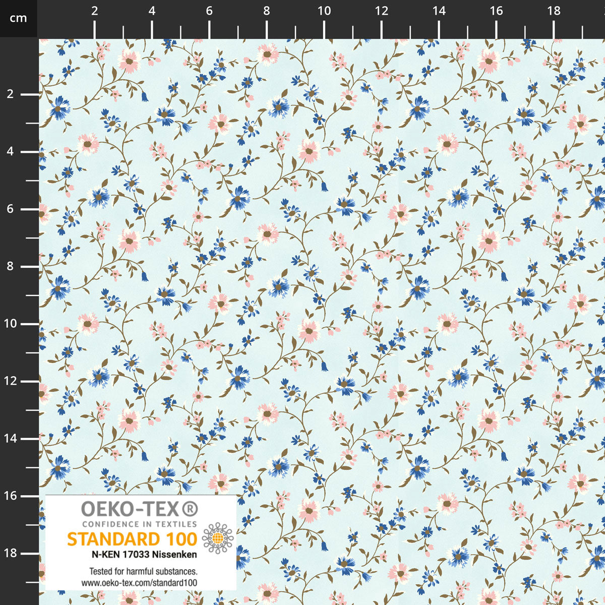 Stof - Tiny Mixture 4514-349 Floral Pale Blue 100% Cotton Fabric