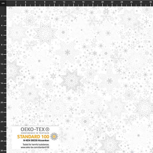 Stof - Star Sprinkle 4599-100 Snowflakes White 100% Cotton Fabric