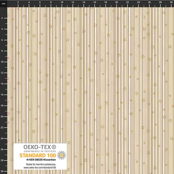 Stof - Star Sprinkle 4599-130 Star Stripe Gold 100% Cotton Fabric