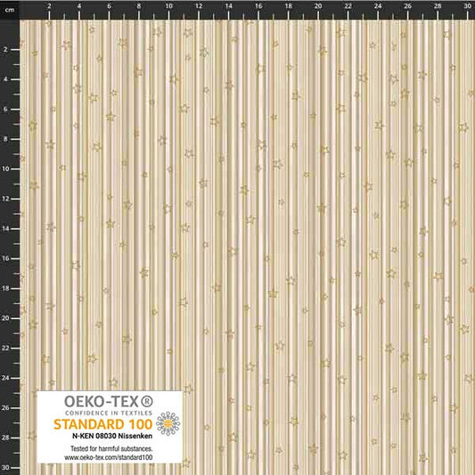 Stof - Star Sprinkle 4599-130 Star Stripe Gold 100% Cotton Fabric