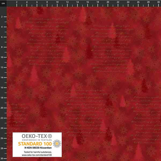 Stof - Star Sprinkle 4599-404 Carols Red 100% Cotton Fabric