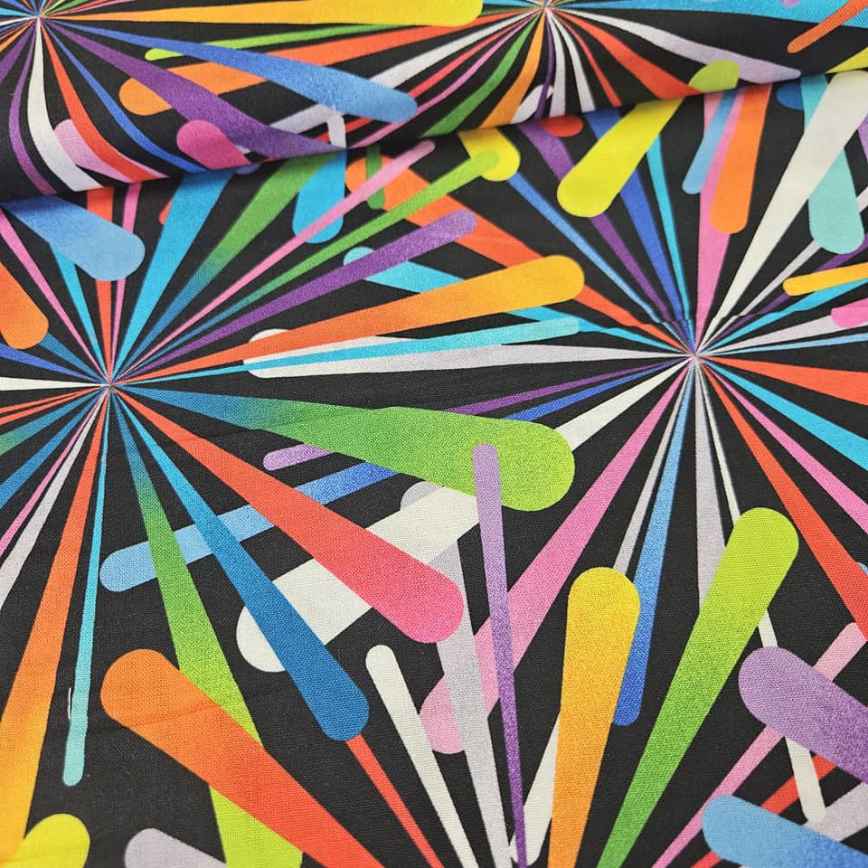 Henry Glass - Smashing Atoms Multi 108" Extra Wide 100% Cotton Fabric