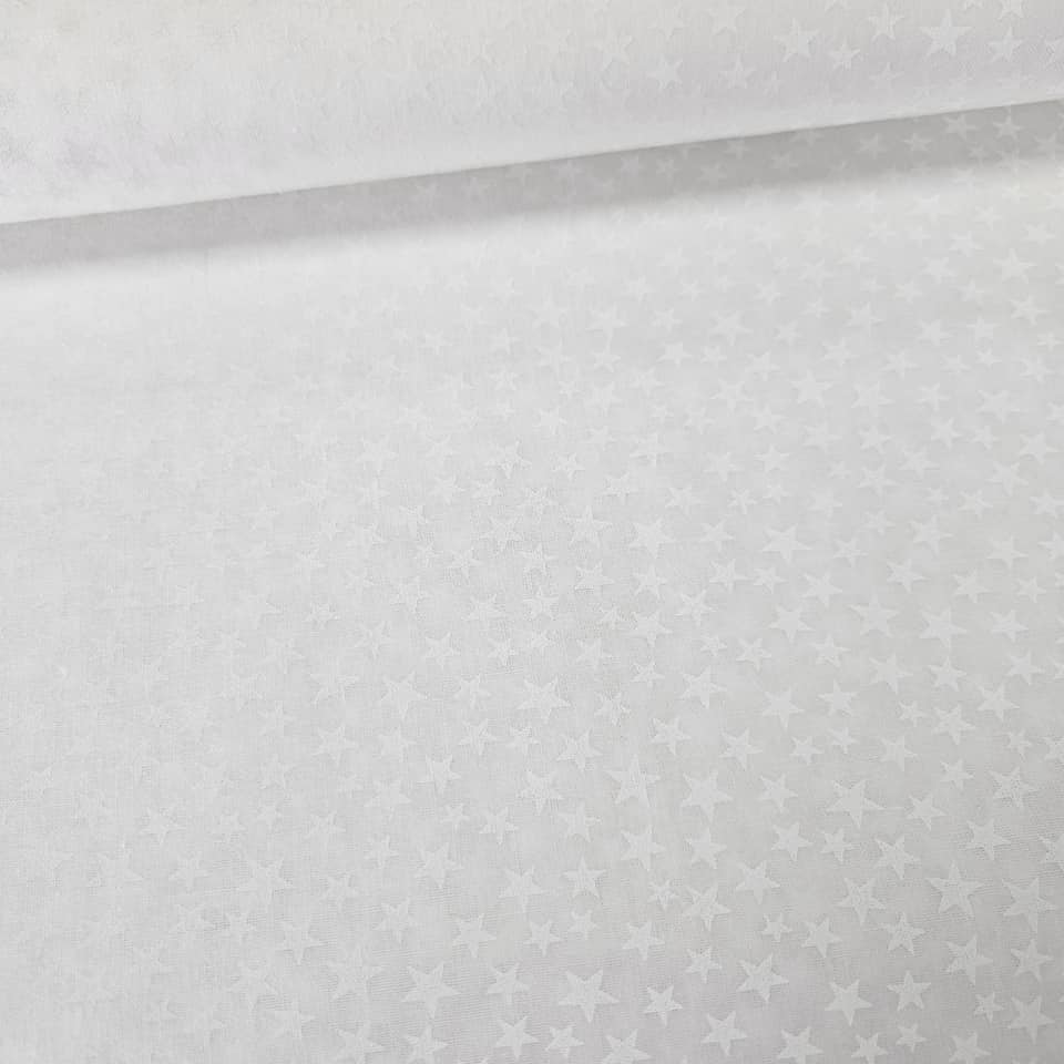 Stof - Tonal White Stars 108" Extra Wide 100% Cotton Fabric