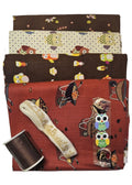 Half Yard Stash Bundle - Barn Owl - Inc 4 x fabrics, thread, ribbon & buttons - Crafts and Quilts