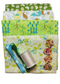 Half Yard Stash Bundle - Spring Greens - Inc 4 x fabrics, thread, ribbon & buttons