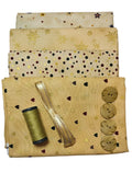 Half Yard Stash Bundle - Neutral Blend - Inc 4 x fabrics, thread, ribbon & buttons - Crafts and Quilts