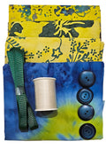 Half Yard Stash Bundle - Batik Summer - Inc 4 x fabrics, thread, ribbon & buttons - Crafts and Quilts