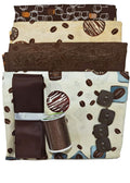 Half Yard Stash Bundle - Coffee Break - Inc 4 x fabrics, thread, ribbon & buttons - Crafts and Quilts