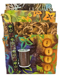 Half Yard Stash Bundle - Batik Earth - Inc 4 x fabrics, thread, ribbon & buttons - Crafts and Quilts