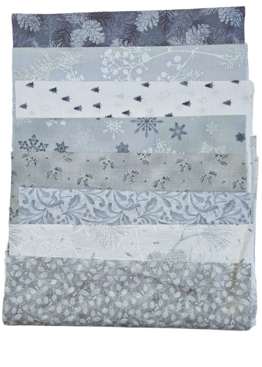 Fat Eighths Bundle - Christmas Frost - 100% Cotton Fabric