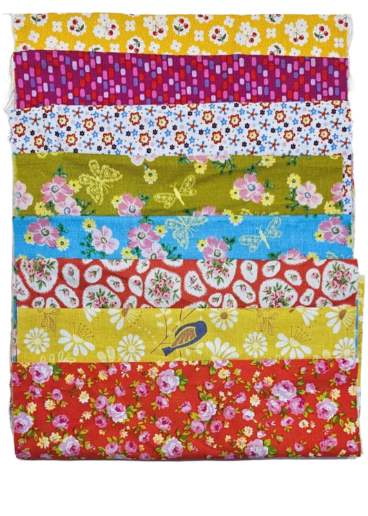 Fat Eighths Bundle - Bright Blooms - 100% Cotton Fabric