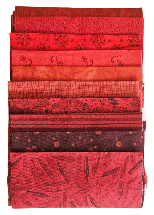 5" Charm Roll - Blend Red - Ten 100% Cotton Strips - Crafts and Quilts