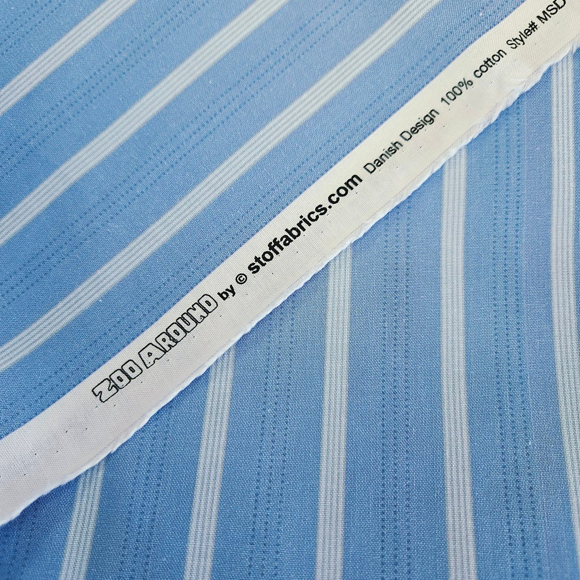 Stof - Zoo Around Blue Stripe 100% Cotton Fabric