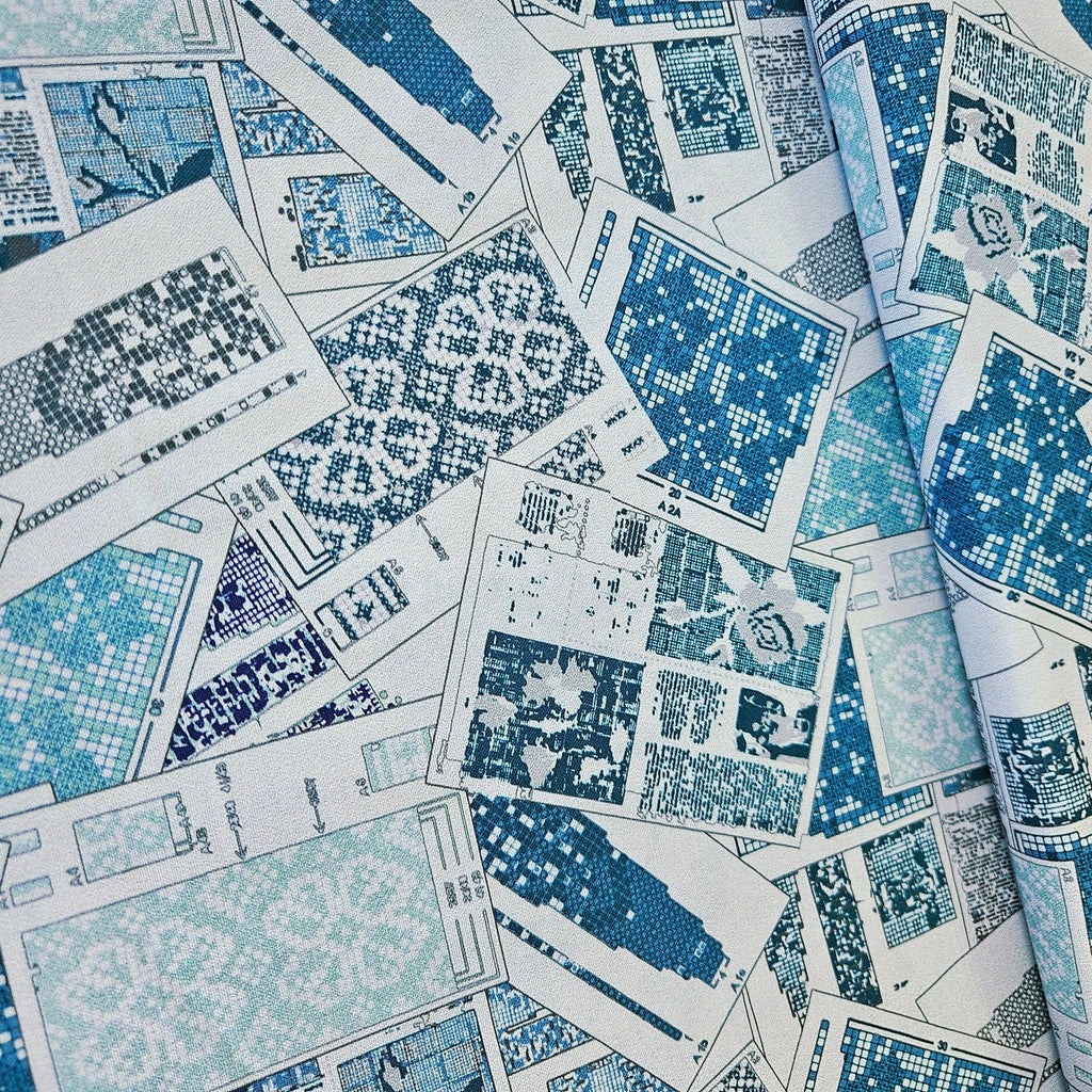 Stof - Knitting Nook Blue 100% Cotton Fabric
