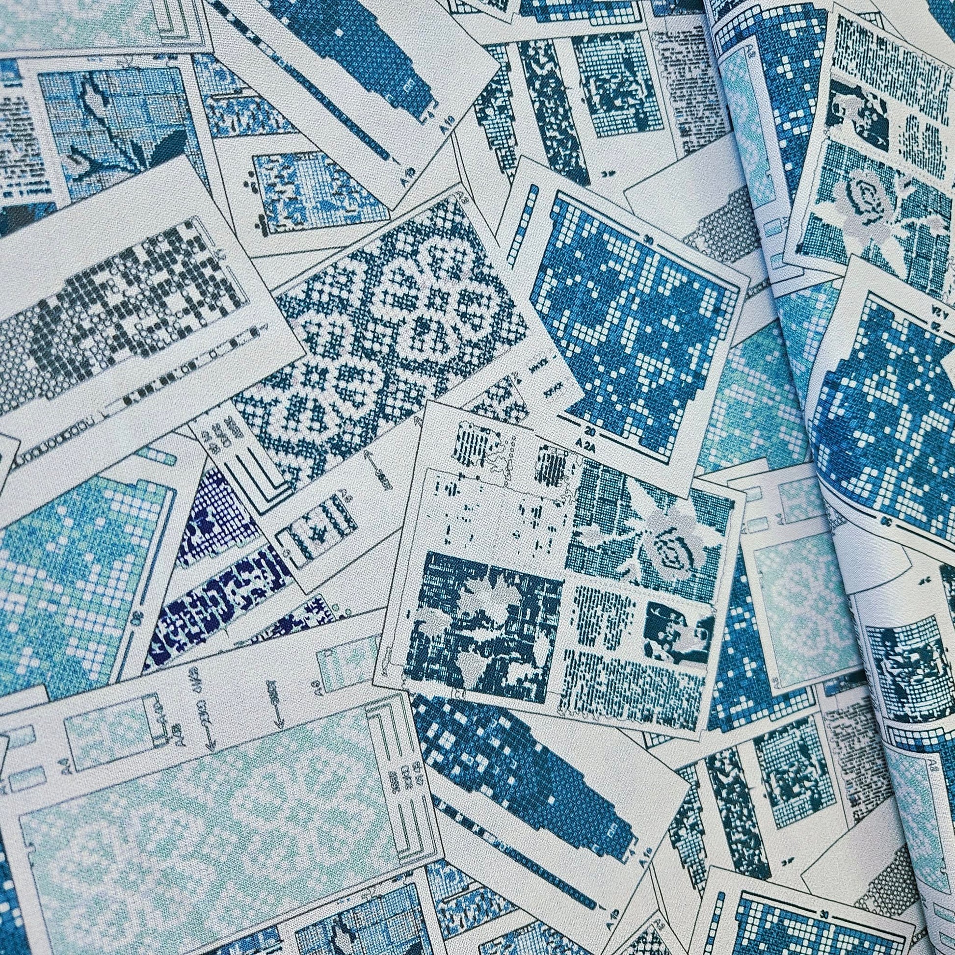 Stof - Knitting Nook Blue 100% Cotton Fabric