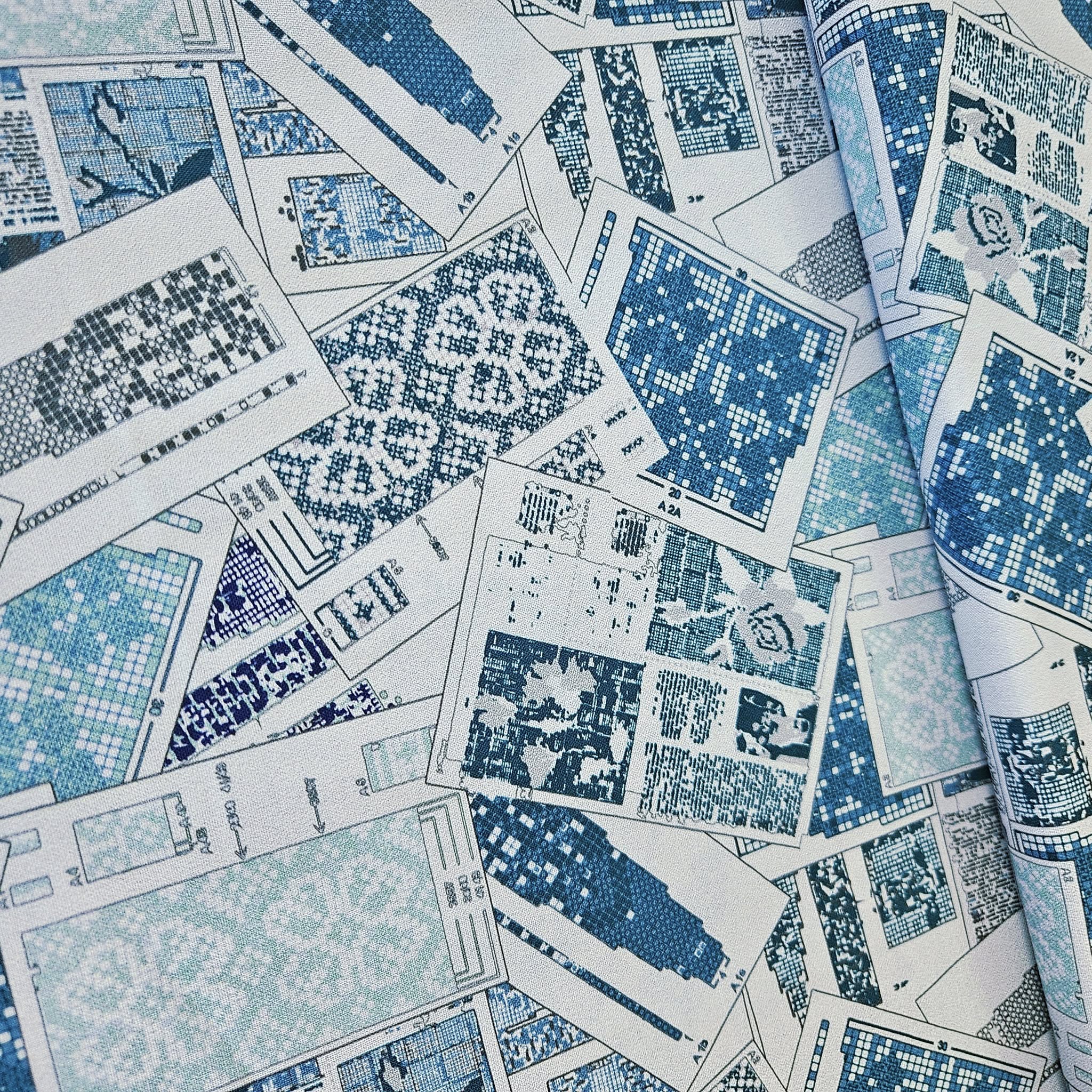 Stof - Knitting Nook Blue 100% Cotton Fabric