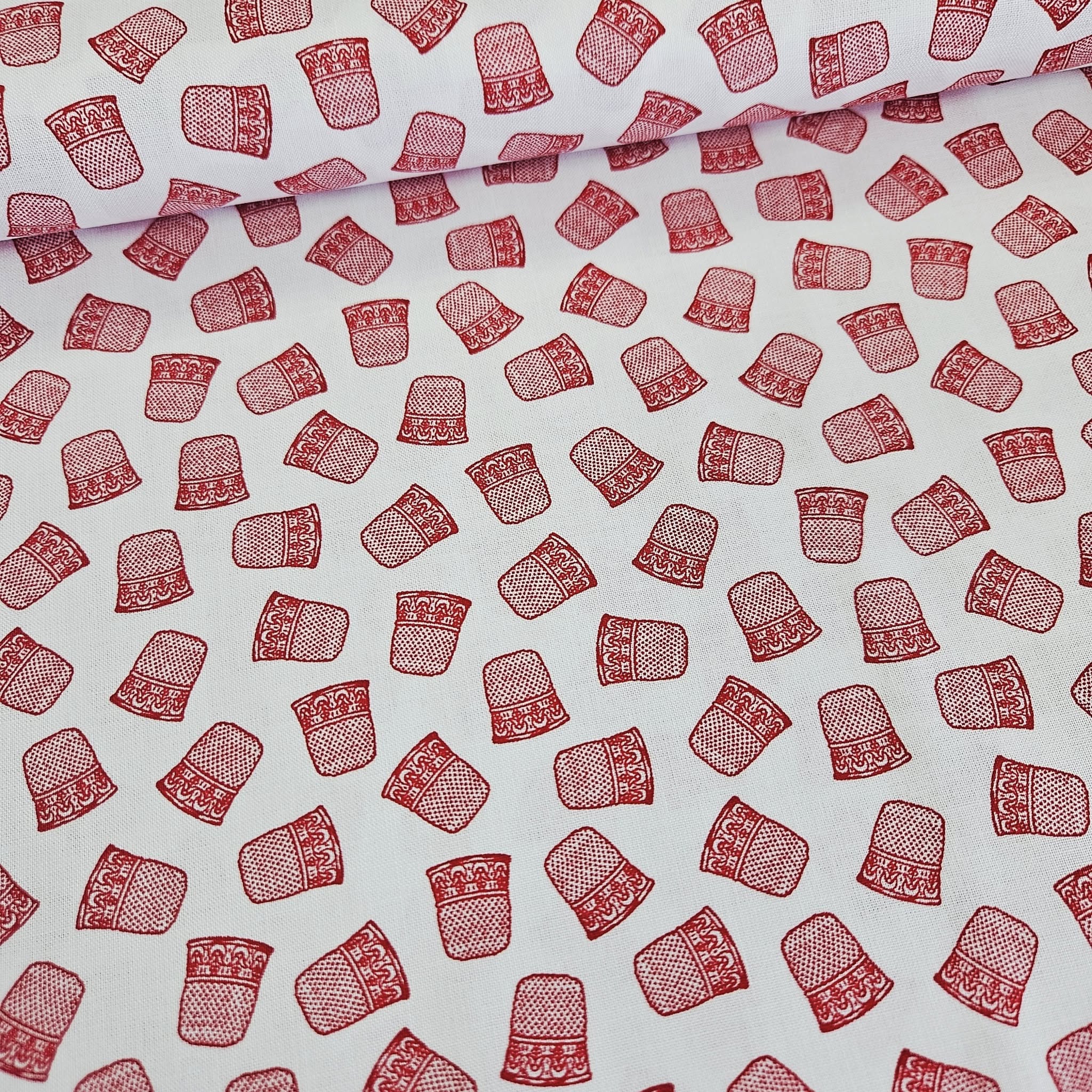 RJR Fabrics - Red by Alex Anderson Thimbles Red 100% Cotton Fabric