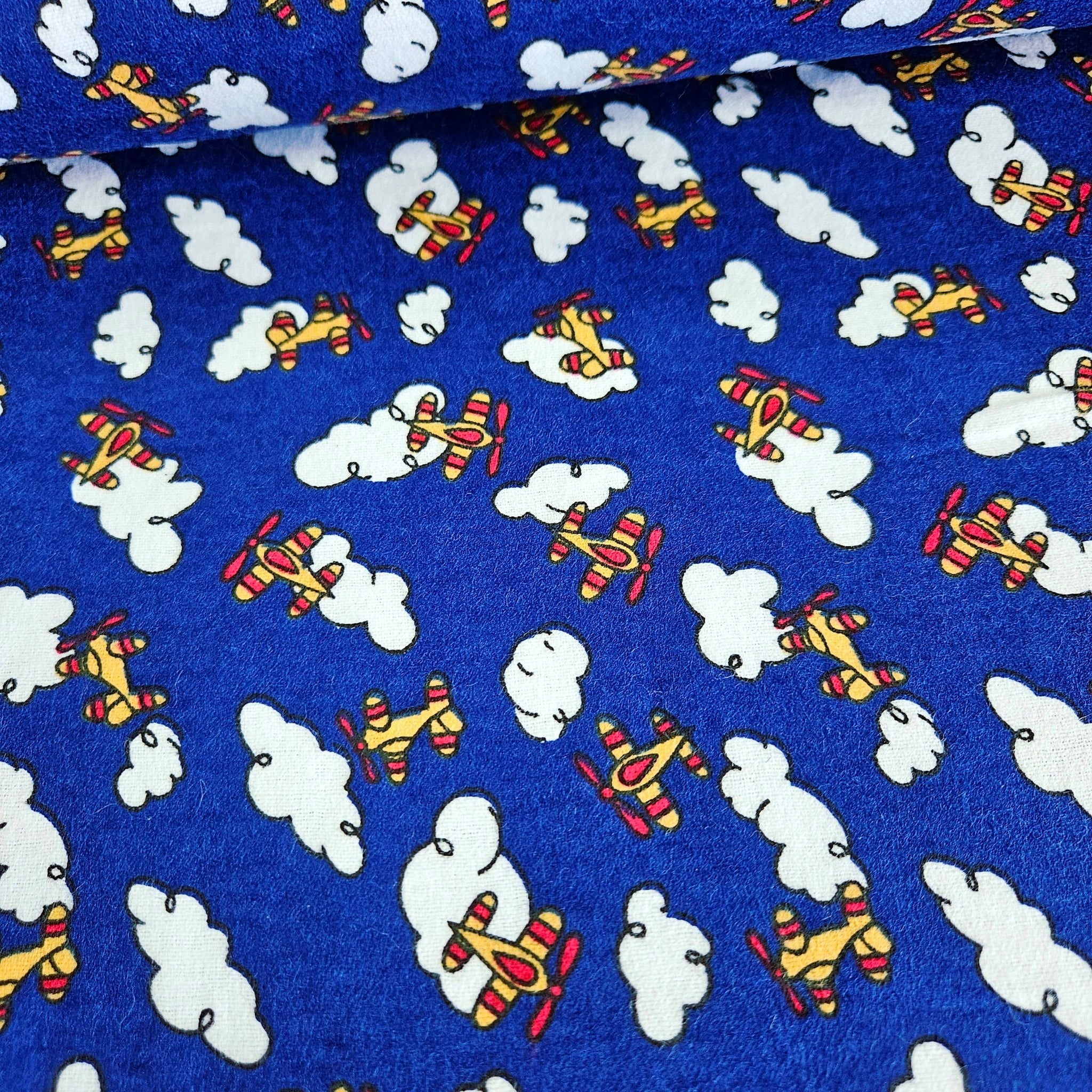 Camelot Cottons - Planes Blue 21179901B Brushed 100% Cotton Fabric