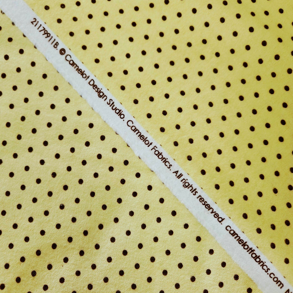 Camelot Cottons - Yellow Brown Spot 21179911B Brushed 100% Cotton Fabric - Crafts and Quilts