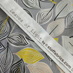 Stof - Leaves of Light Leaf Grey 100% Cotton Fabric - Crafts and Quilts