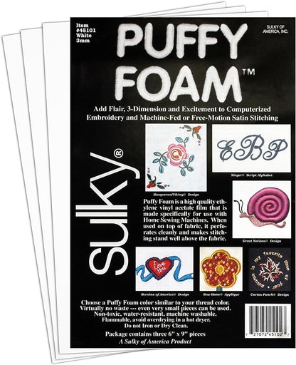 Sulky Puffy Foam 3mm White 3 Pack