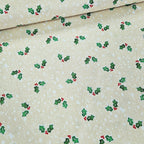 Benartex - Holiday Christmas Holly Cream 100% Cotton Fabric