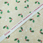 Benartex - Holiday Christmas Holly Cream 100% Cotton Fabric