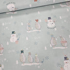 Stof - You Make me Happy Snowman Blue Bird 100% Cotton Fabric