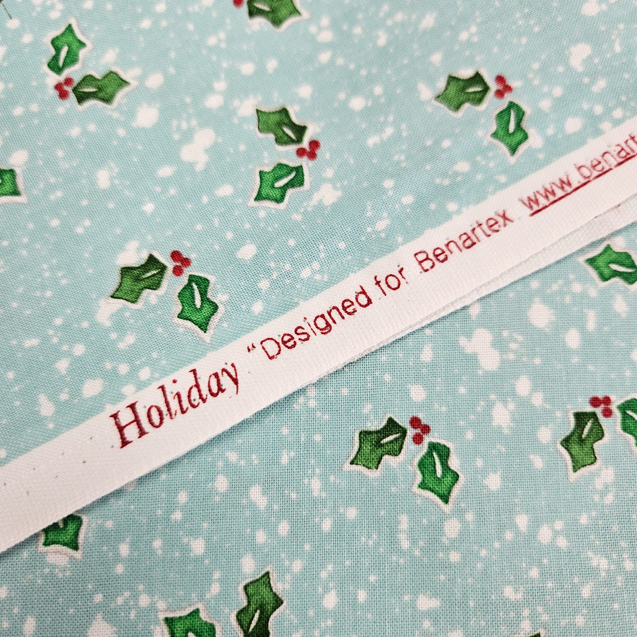 Benartex - Holiday Christmas Holly Blue 100% Cotton Fabric