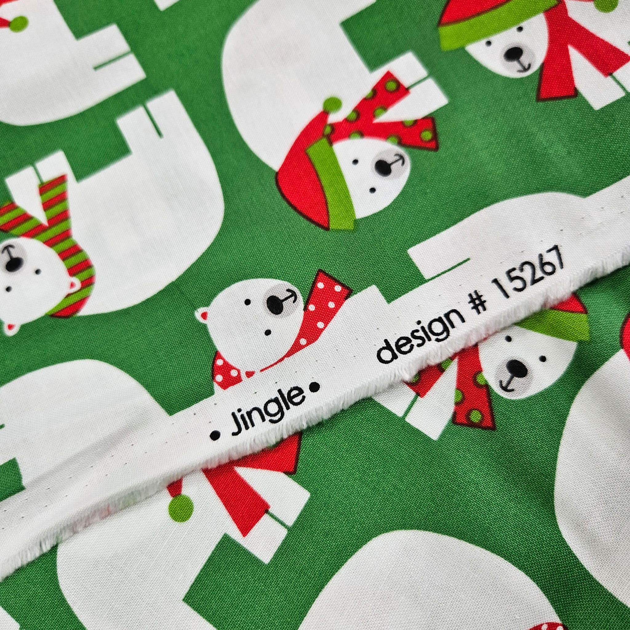 Robert Kaufman - Jingle Polar Bears on Green 100% Cotton Fabric