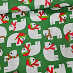 Robert Kaufman - Jingle Polar Bears on Green 100% Cotton Fabric