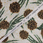 Hoffman - Meet Magnolia Pine Cones Metallic R7680 100% Cotton Fabric