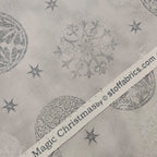Stof - Magic Christmas Silver Ornaments 100% Cotton Fabric