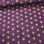 Stof - Sparkle Gold and Plum Star 100% Cotton Fabric