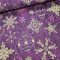 Stof - Sparkle Gold and Plum Ornaments 100% Cotton Fabric