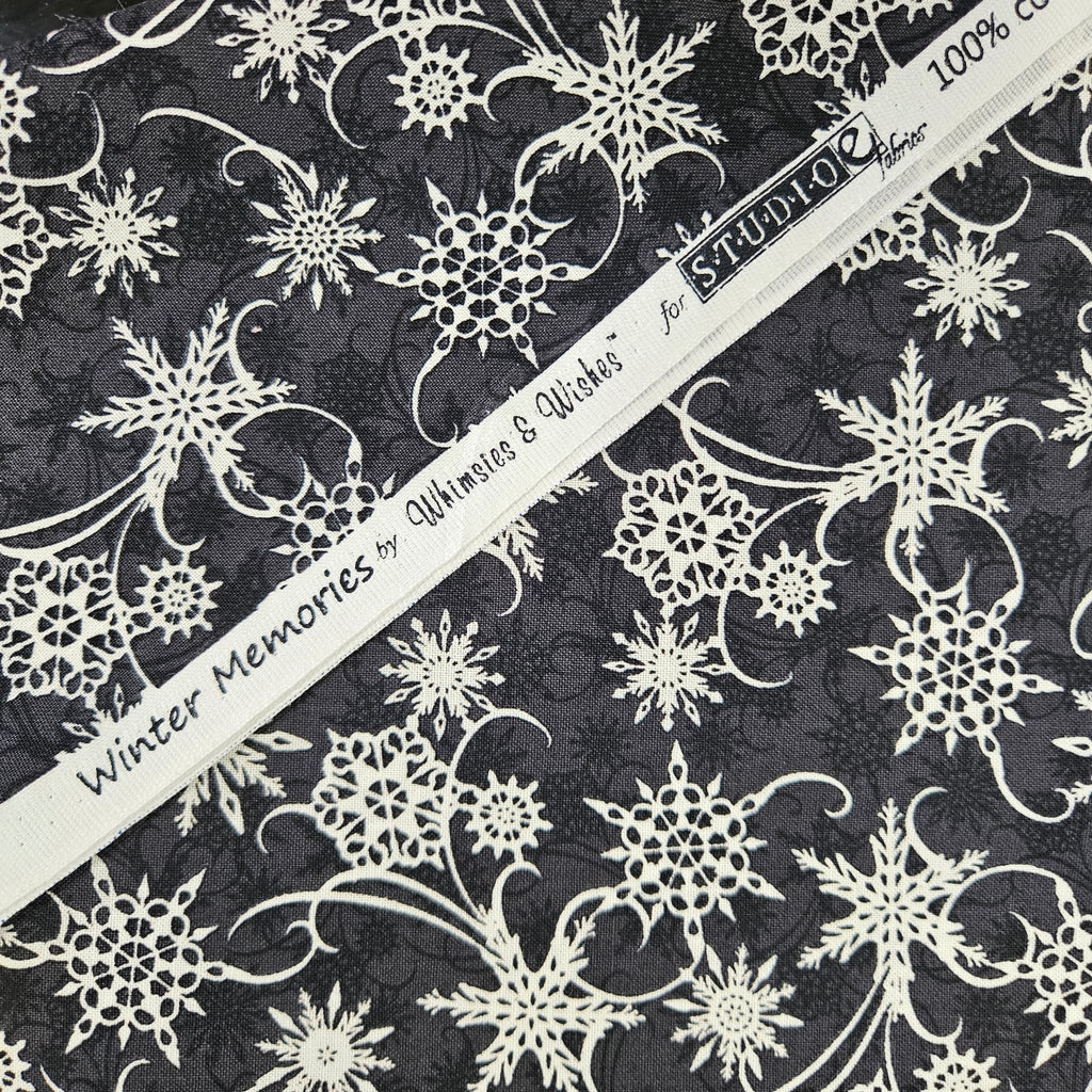 Studio E - Winter Memories Snowflakes Black 100% Cotton Fabric