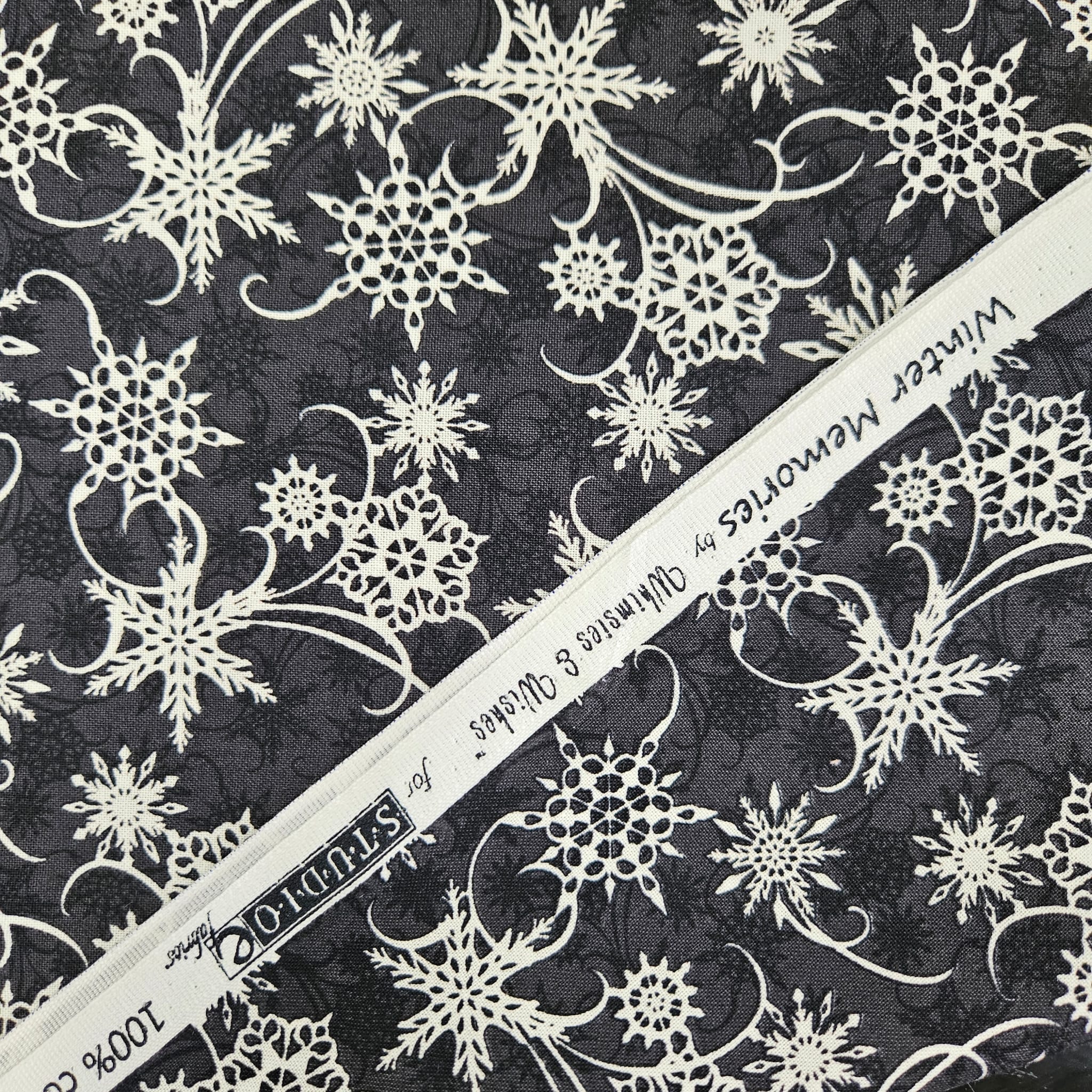 Studio E - Winter Memories Snowflakes Black 100% Cotton Fabric