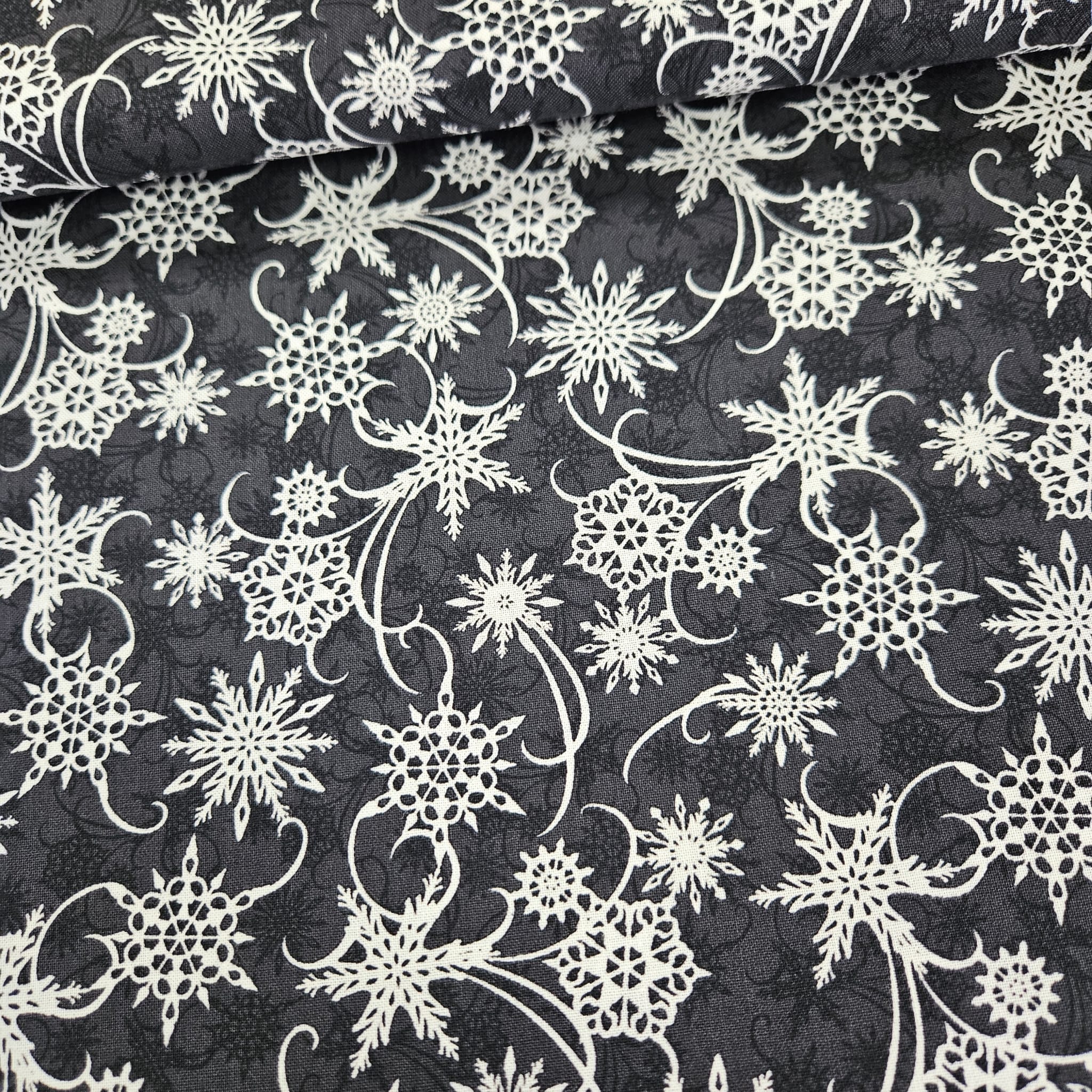 Studio E - Winter Memories Snowflakes Black 100% Cotton Fabric