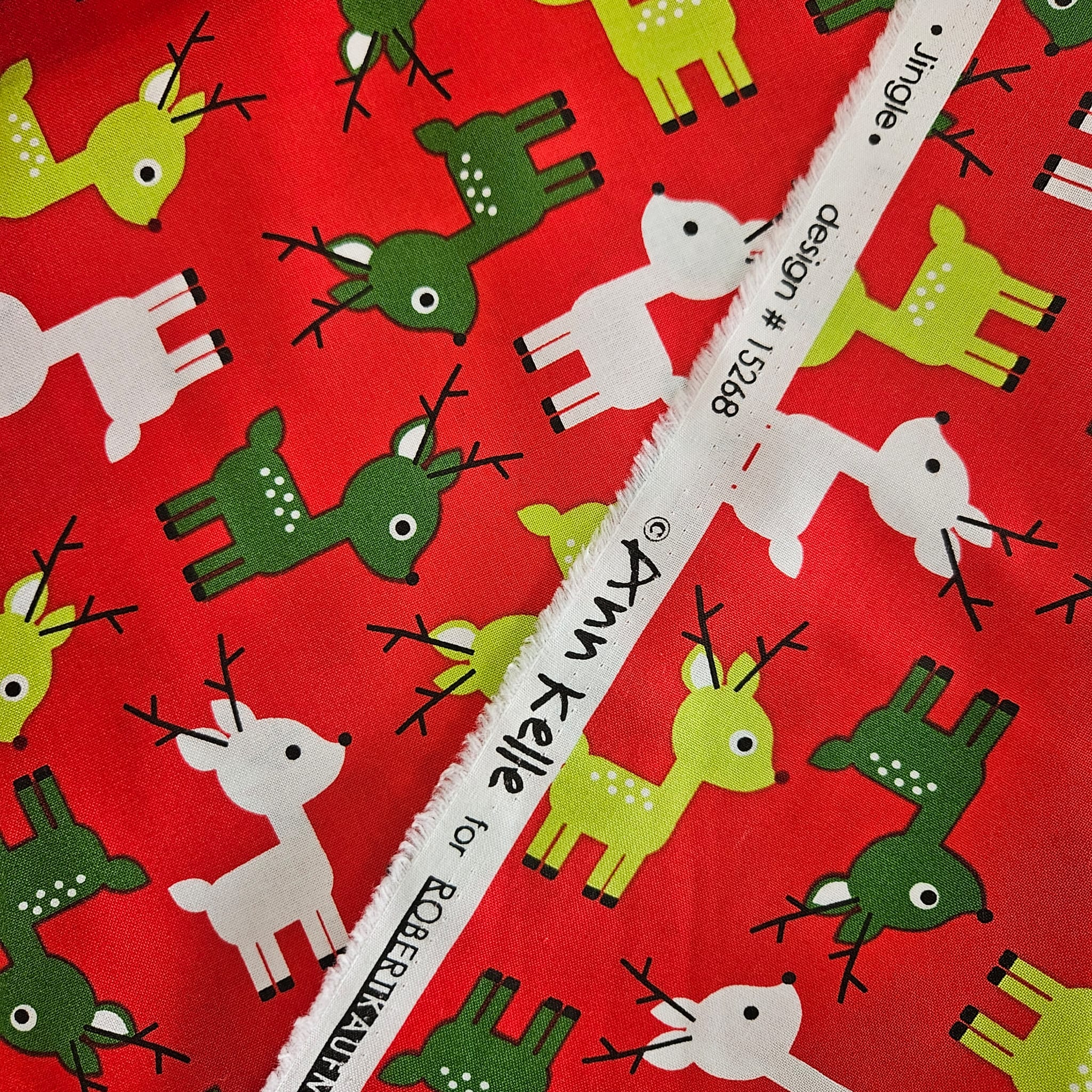Robert Kaufman - Reindeers on Red 100% Cotton Fabric