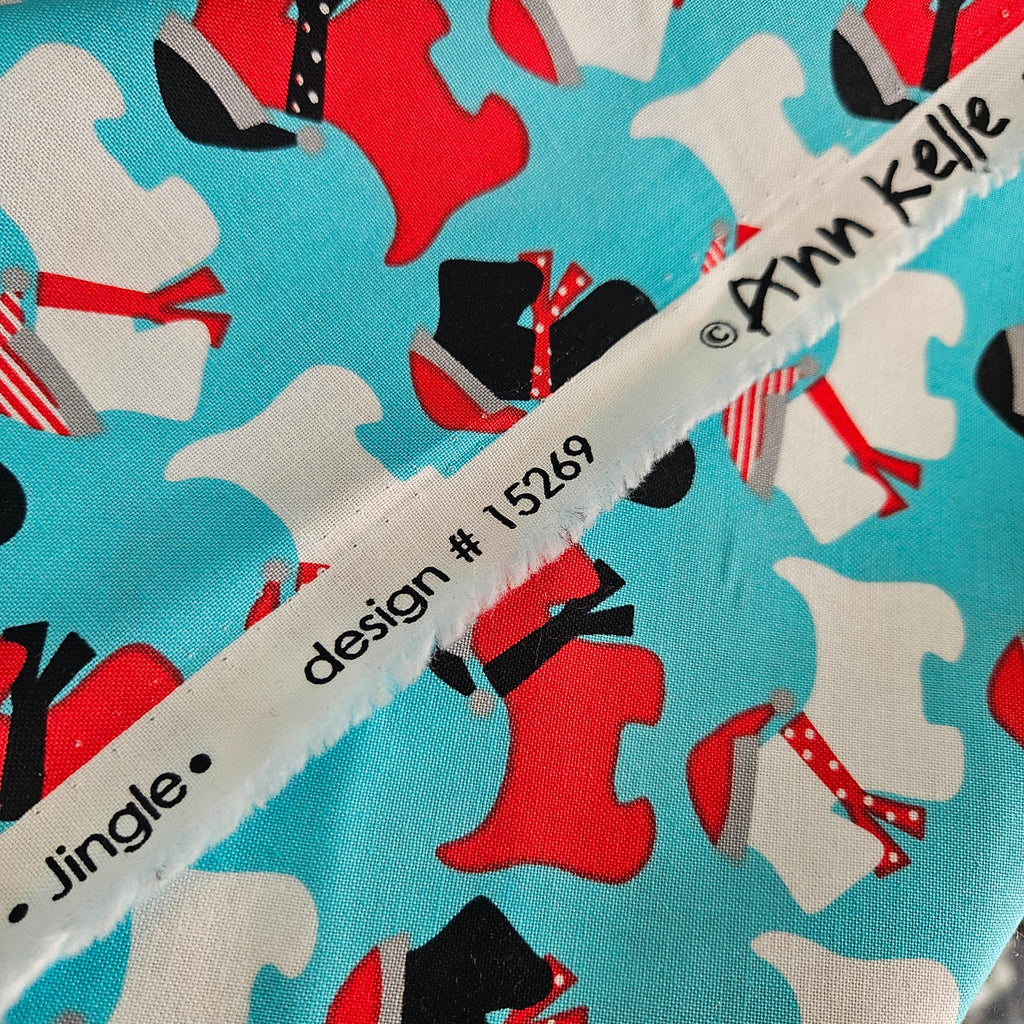 Robert Kaufman - Scottie Dogs on Aqua 100% Cotton Fabric