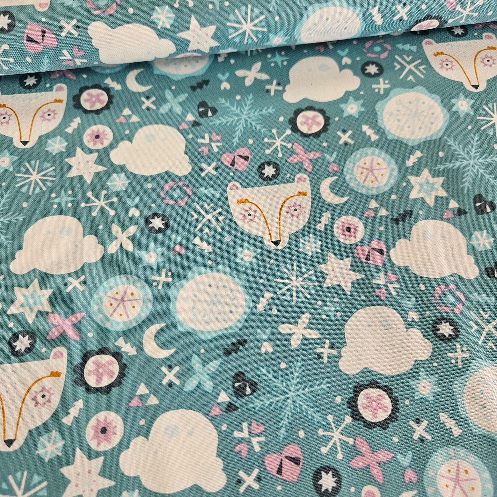 Camelot Cottons - Snowfall Aqua 4240405 100% Cotton Fabric