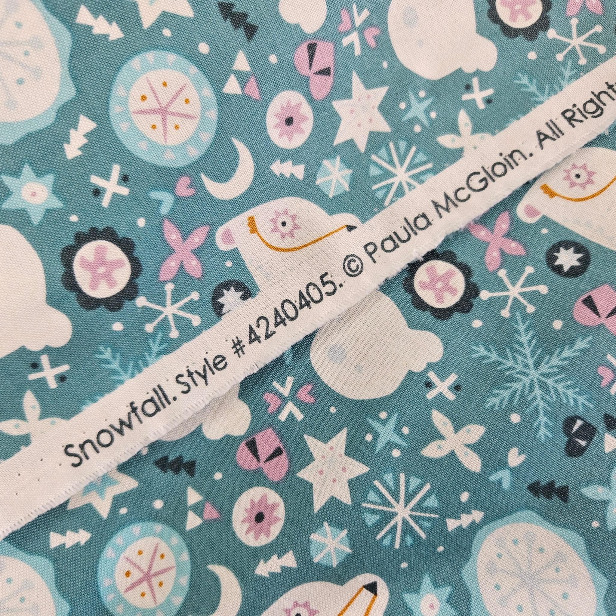 Camelot Cottons - Snowfall Aqua 4240405 100% Cotton Fabric