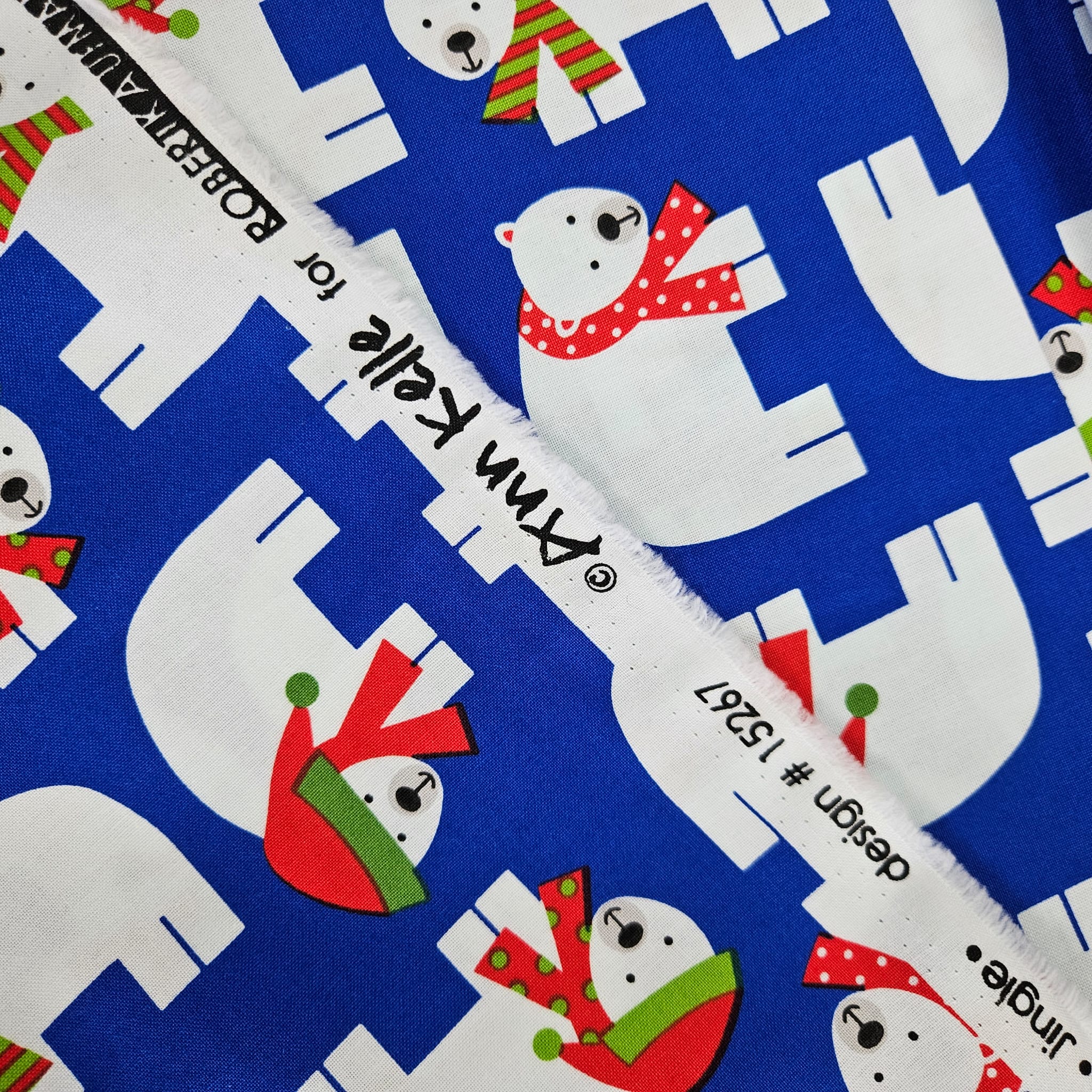 Robert Kaufman - Jingle Polar Bears on Blue 100% Cotton Fabric