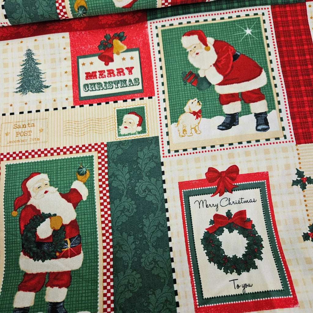 Stof - Papa Noel Christmas Patchwork 100% Cotton Fabric