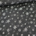 Stof - Amazing Stars Snowflakes Black Metallic 100% Cotton Fabric