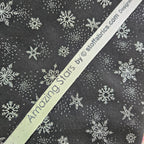Stof - Amazing Stars Snowflakes Black Metallic 100% Cotton Fabric